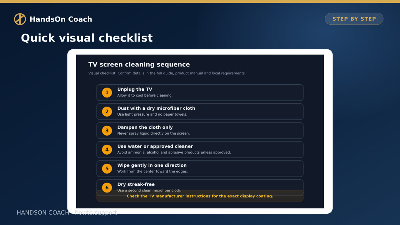 How to Clean a TV Screen Without Damage visual checklist